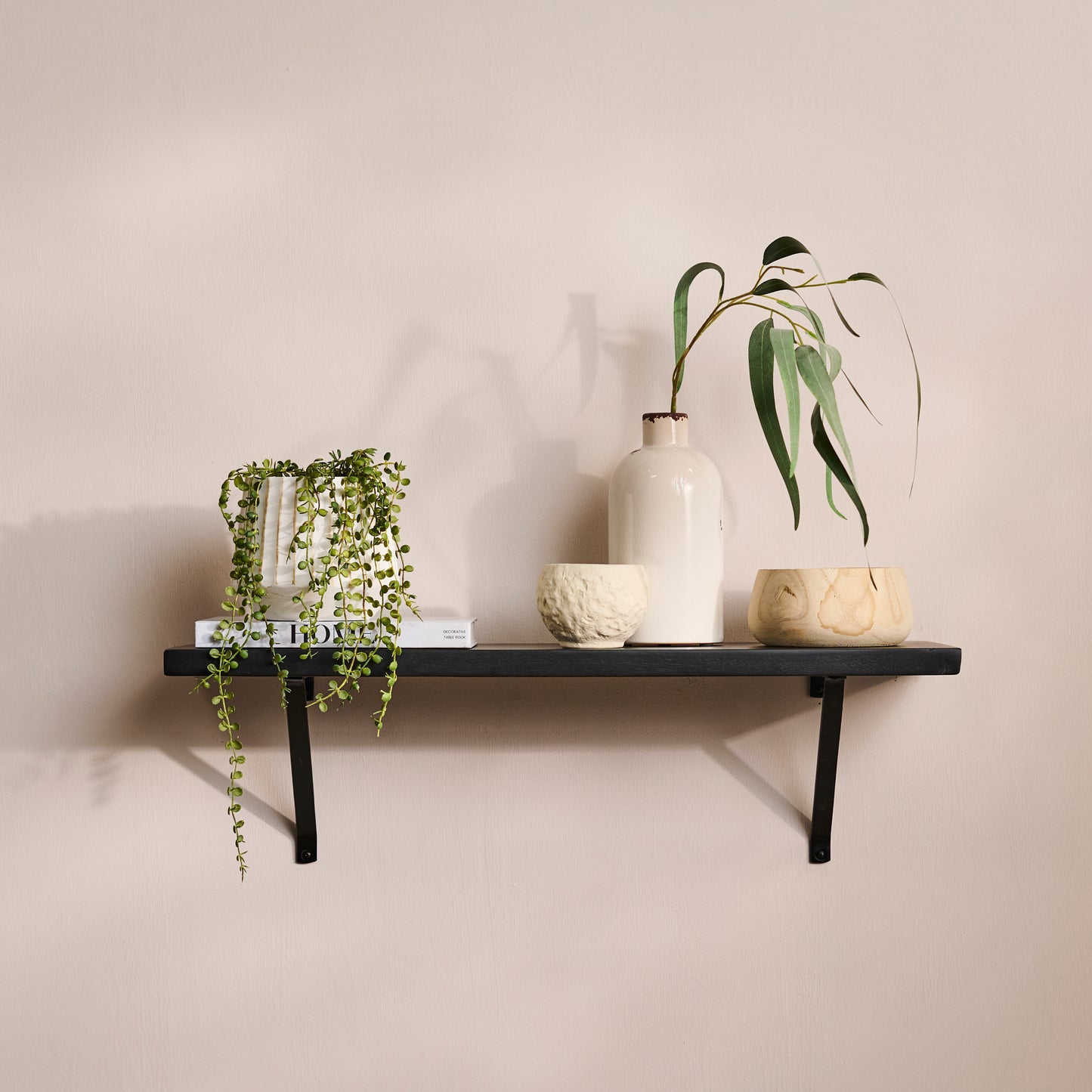 Atlas 75cm Mango Wood Wall Shelf - Jet Black - Laura James