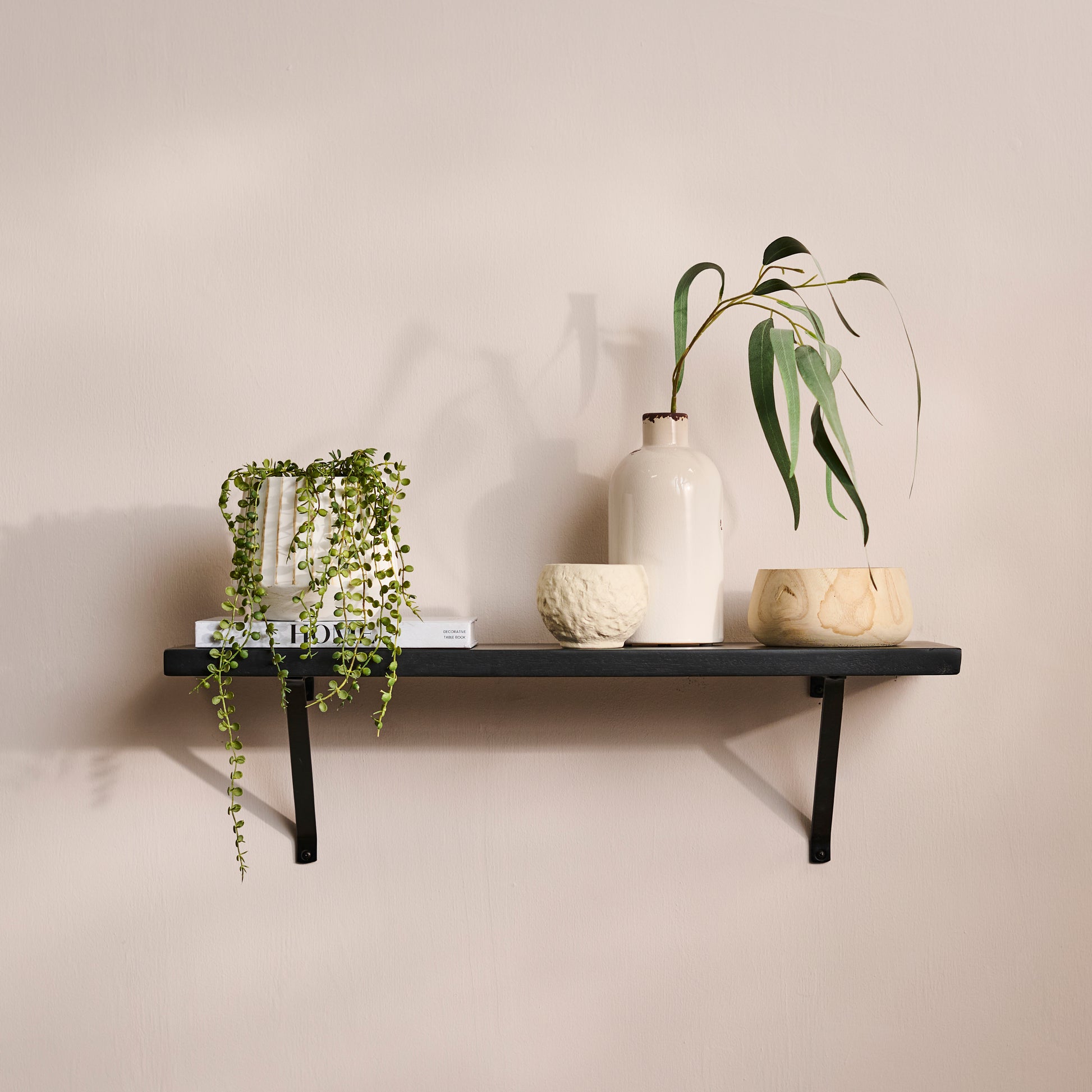 Atlas 75cm Mango Wood Wall Shelf - Jet Black - Laura James