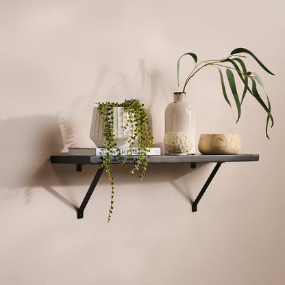 Atlas 75cm Mango Wood Wall Shelf - Jet Black - Laura James