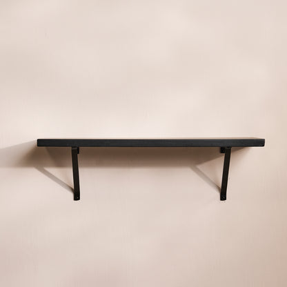 Atlas 75cm Mango Wood Wall Shelf - Jet Black - Laura James