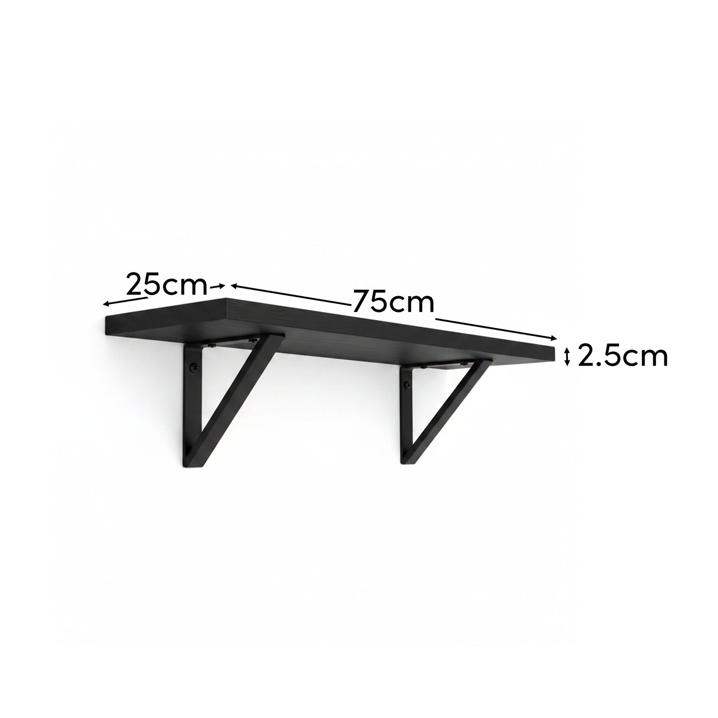 Atlas 75cm Mango Wood Wall Shelf - Jet Black - Laura James