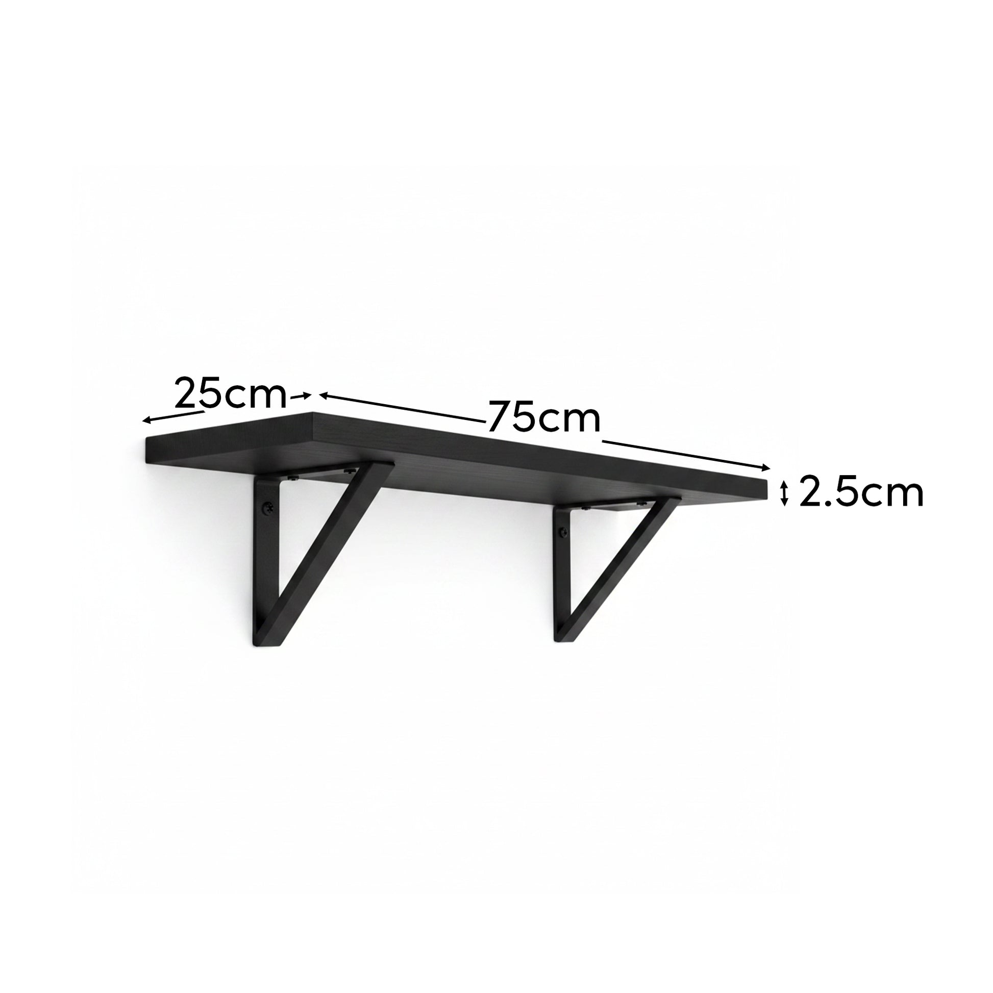 Atlas 75cm Mango Wood Wall Shelf - Jet Black - Laura James