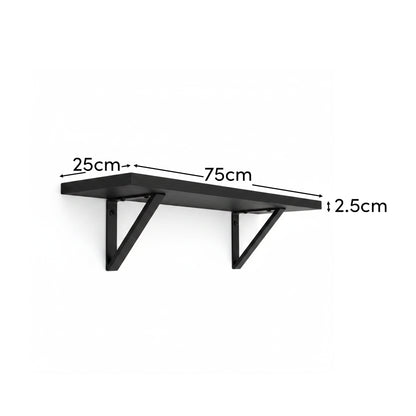 Atlas 75cm Mango Wood Wall Shelf - Jet Black - Laura James
