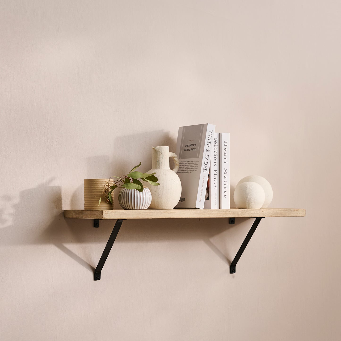 Atlas 100cm Mango Wood Wall Shelf - Whitewash - Laura James