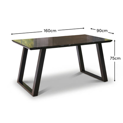 Atlas Black Marble Dining Table - Black Metal Legs - Luara James