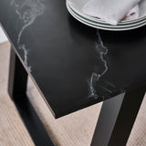 Atlas Black Marble Dining Table - Black Metal Legs - Laura James