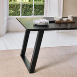 Atlas Black Marble Dining Table - Black Metal Legs - Laura James