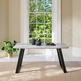 Atlas White Marble Dining Table - Black Metal Legs - Laura James