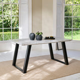 Atlas White Marble Dining Table - Black Metal Legs - Laura James