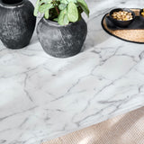 Atlas White Marble Dining Table - Black Metal Legs - Laura James
