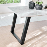 Atlas White Marble Dining Table - Black Metal Legs - Laura James