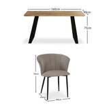 Atlas Chalked Mangowood 6 Seater Dining Table Set with Cleo Soft Beige Dining Chairs - Laura James 