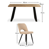 Atlas Mangowood Dining Table - 6 Seater - Boucle Chairs with Black Leg - Laura James