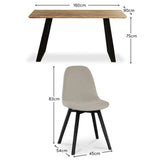 Atlas Chalked Mango Wood Dining Table Set - 6 Seater - Ellis  Dining Chairs - Black Oak Legs - Laura James 