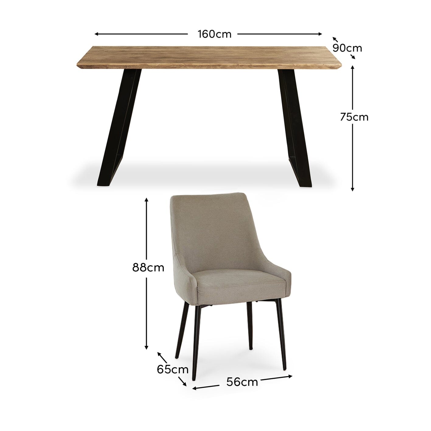 Atlas Chalked Mango Wood Dining Table Set - 6 Seater - Maeve Dining Chairs - Black Oak Legs - Laura James 
