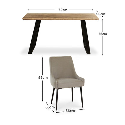 Atlas Chalked Mango Wood Dining Table Set - 6 Seater - Maeve Dining Chairs - Black Oak Legs - Laura James 
