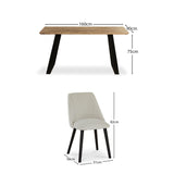 Atlas Chalked Mangowood Dining Table -  6 Seater - Freya Ecru Boucle Dining Chairs - Laura James 