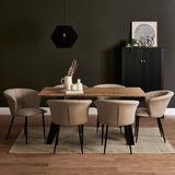 Atlas Chalked Mango Wood Dining Table - 6 Seater - Cleo Soft Beige Dining Chairs - Black Legs- Laura James 