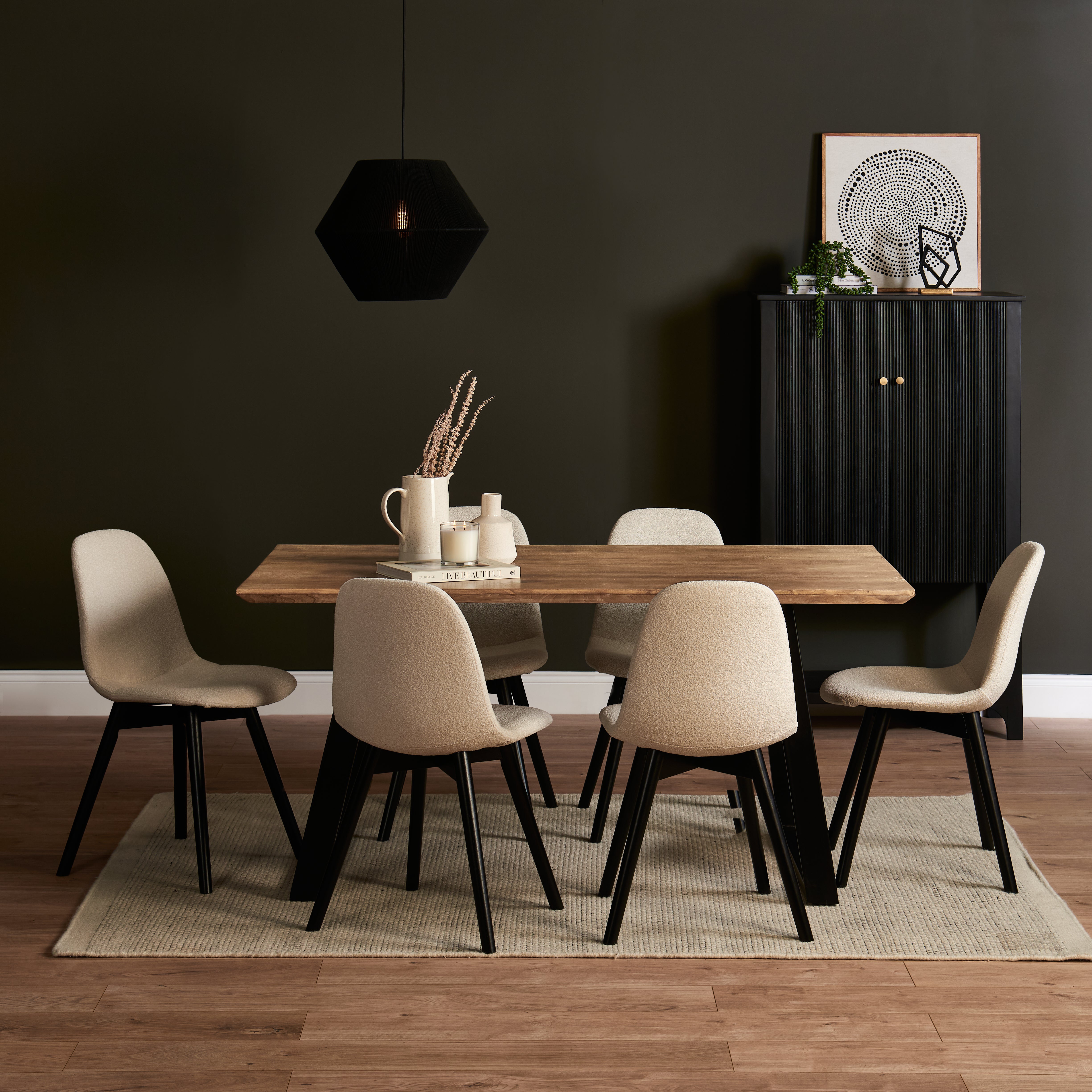 Mango Wood Top Light Wood Table With Black Legs Lucien To
