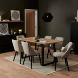 Atlas Chalked Mango Wood Dining Table Set - 6 Seater - Freya Sand Dining Chairs - Black Oak Legs - Laura James 

