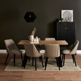 Atlas Chalked Mango Wood Dining Table Set - 6 Seater - Freya Sand Dining Chairs - Black Oak Legs - Laura James 
