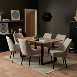 Atlas Chalked Mango Wood Dining Table Set - 6 Seater - Maeve Dining Chairs - Black Oak Legs - Laura James 
