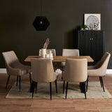 Atlas Chalked Mango Wood Dining Table Set - 6 Seater - Maeve Dining Chairs - Black Oak Legs - Laura James 
