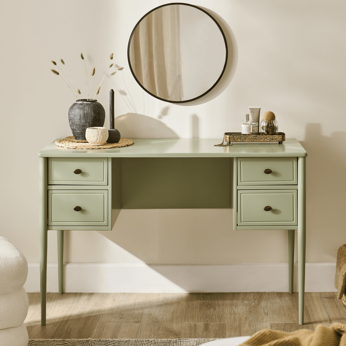 Aubrey Pistachio Green Dressing Table with Drawers