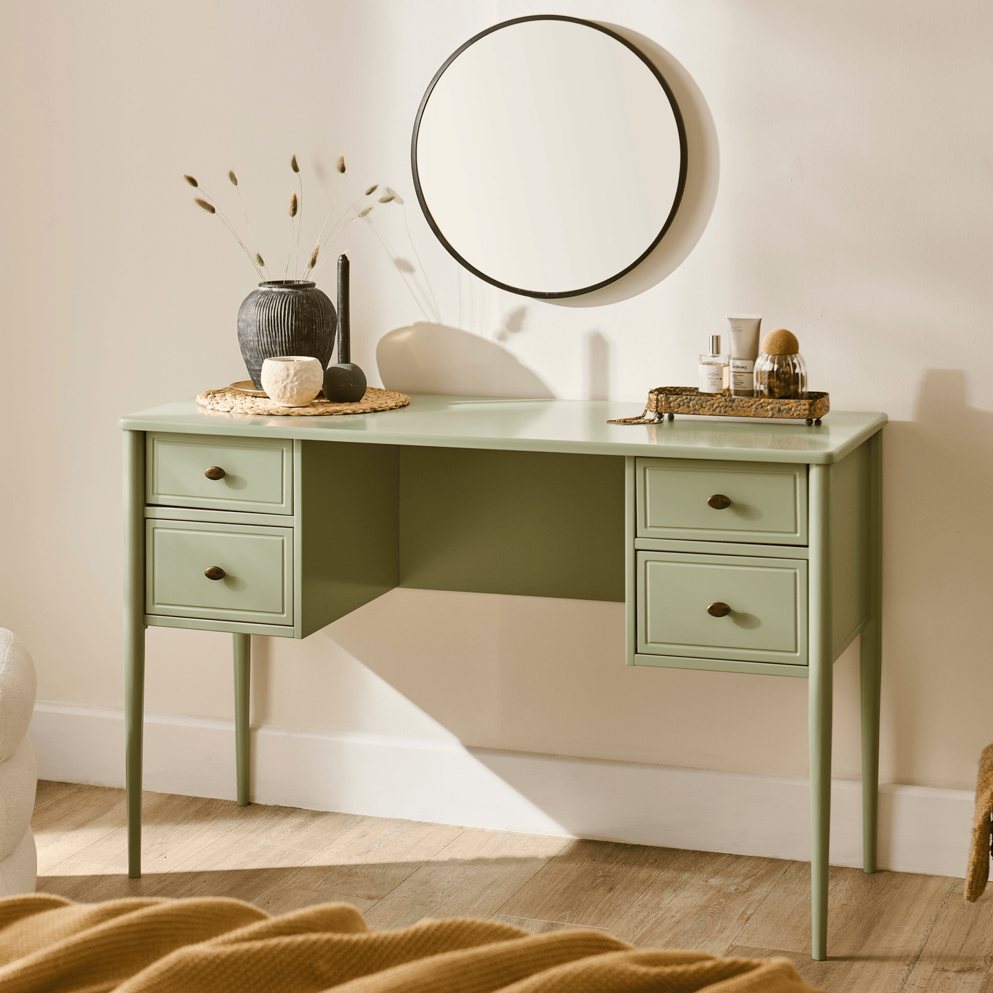 Aubrey Pistachio Green Dressing Table with Drawers