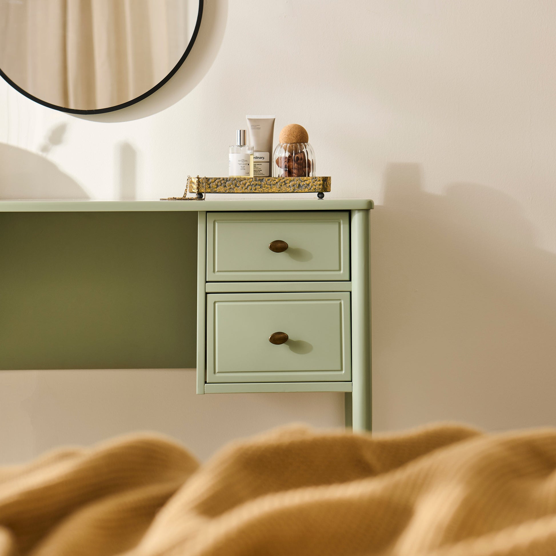 Aubrey Pistachio Green Dressing Table with Drawers - Laura James Aubrey Pistachio Green Dressing Table with Drawers - Laura James