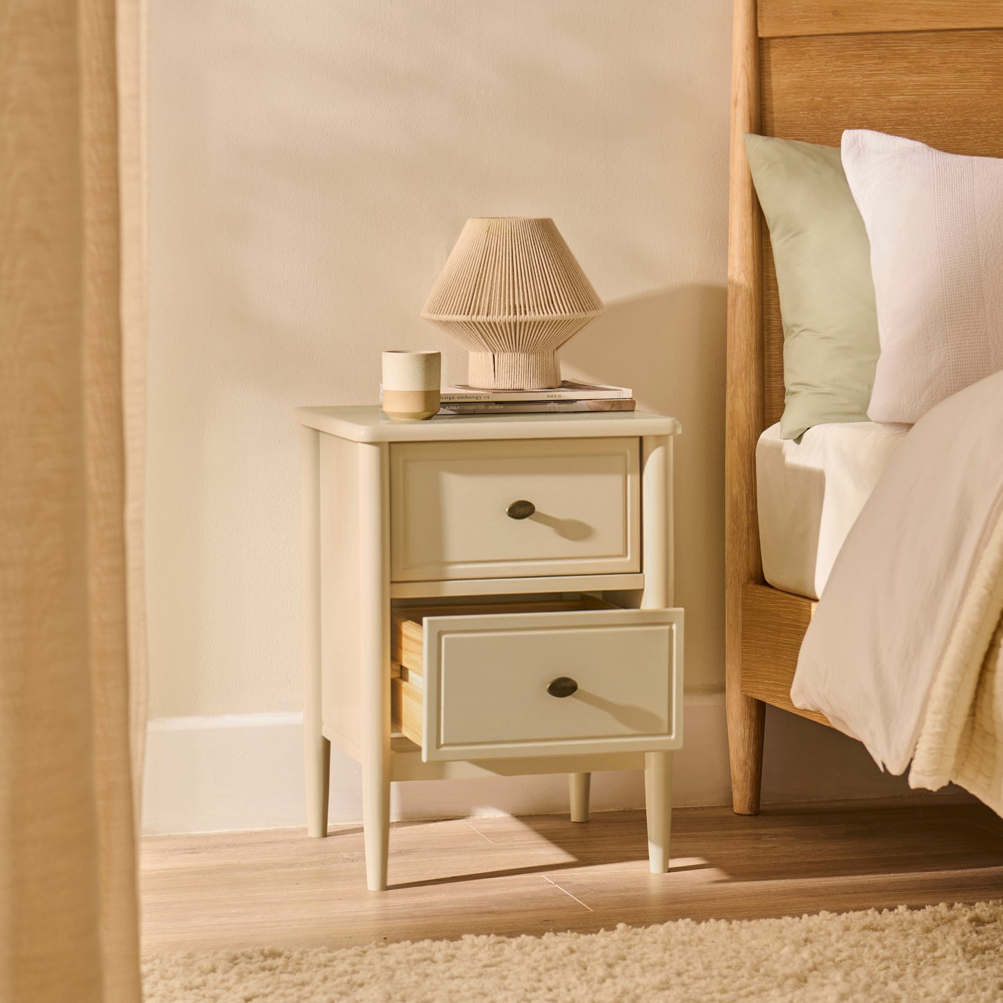 Aubrey Driftwood 2 Drawer Bedside Table - Laura James