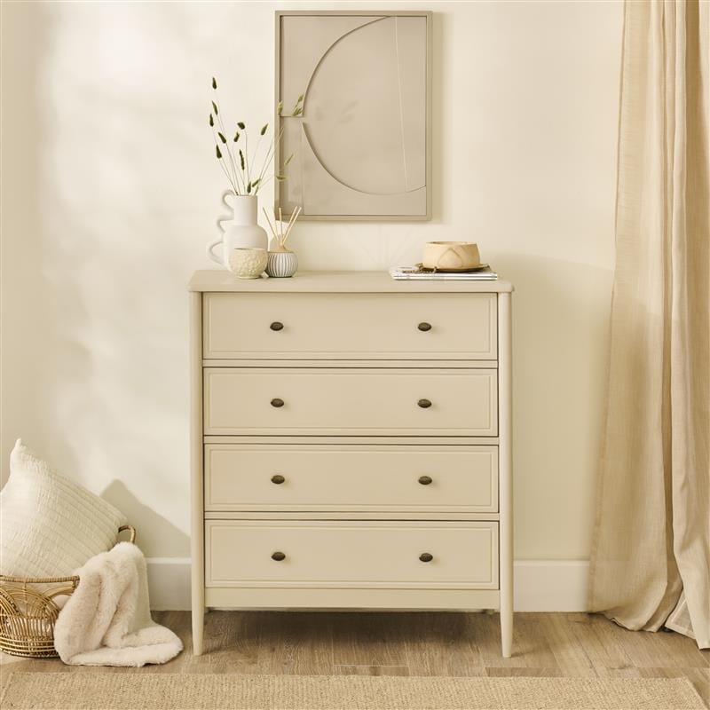 draw drawers バックオープンTシャツ ベージュ Aubrey 4 Drawer Chest of Drawers - Driftwood - Laura James