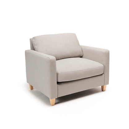 Ava Soft Beige Armchair - Pale Oak Legs - Laura James