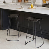 Jayden Black Leather Bar Stool - Set of 2 - Laura James