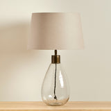 Breamore Clear Glass Lamp & Coningsby Taupe Cotton Lampshade - 35cm