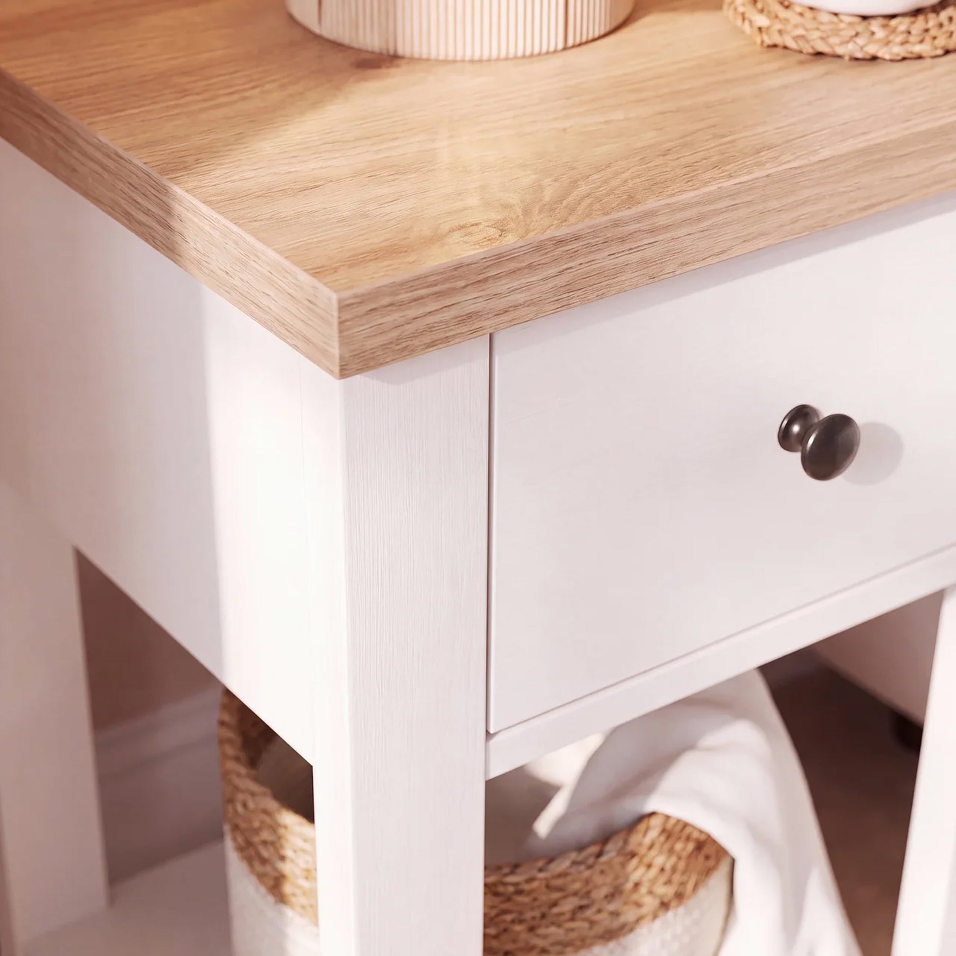 Bampton 1 Drawer Bedside Table - Alabaster White - Laura James 