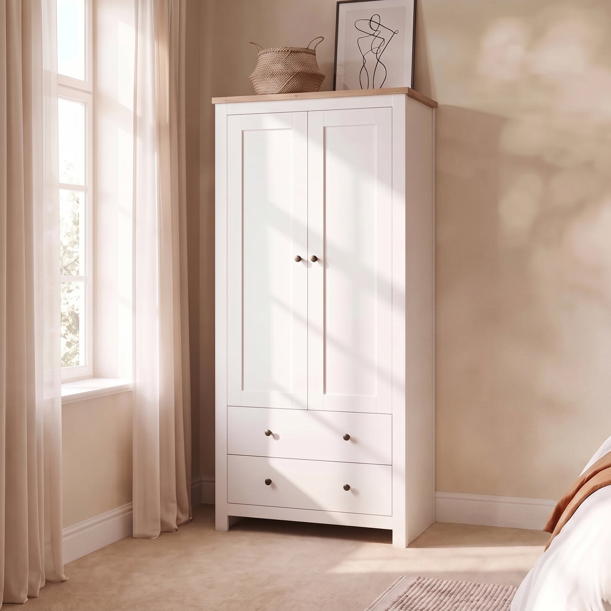 Bampton Double Wardrobe - Alabaster White - Laura James 