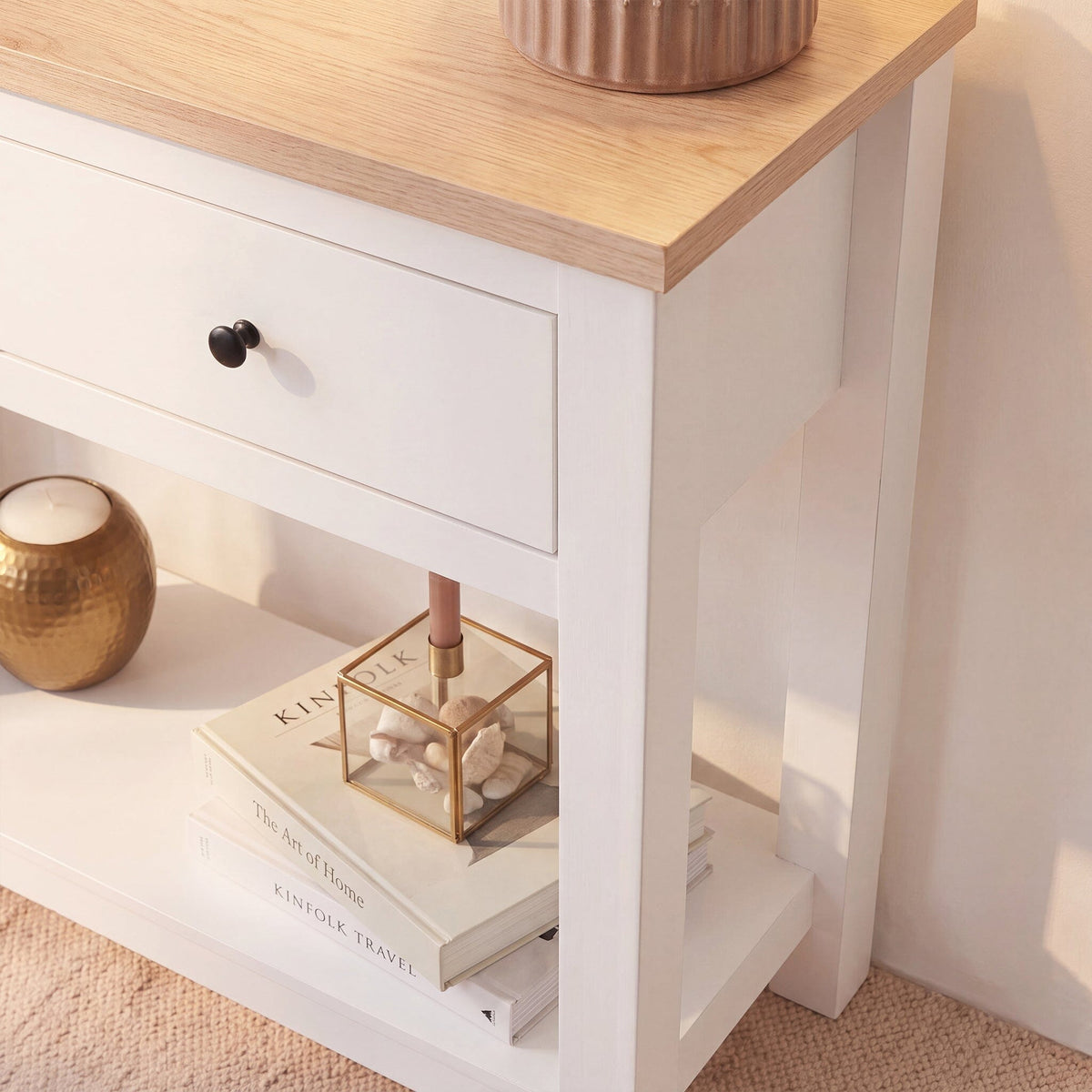 Bampton Alabaster White 2 Drawer Console Table - Laura James 