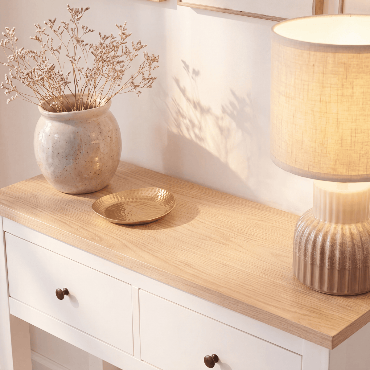 Bampton Alabaster White 2 Drawer Console Table - Laura James 