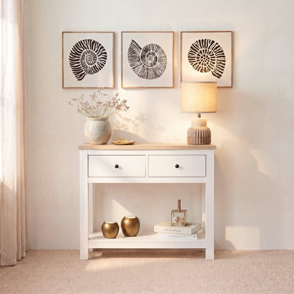 Bampton Alabaster White 2 Drawer Console Table - Laura James 