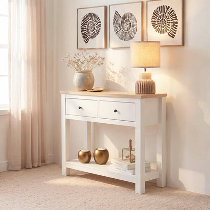 Bampton Alabaster White 2 Drawer Console Table - Laura James 
