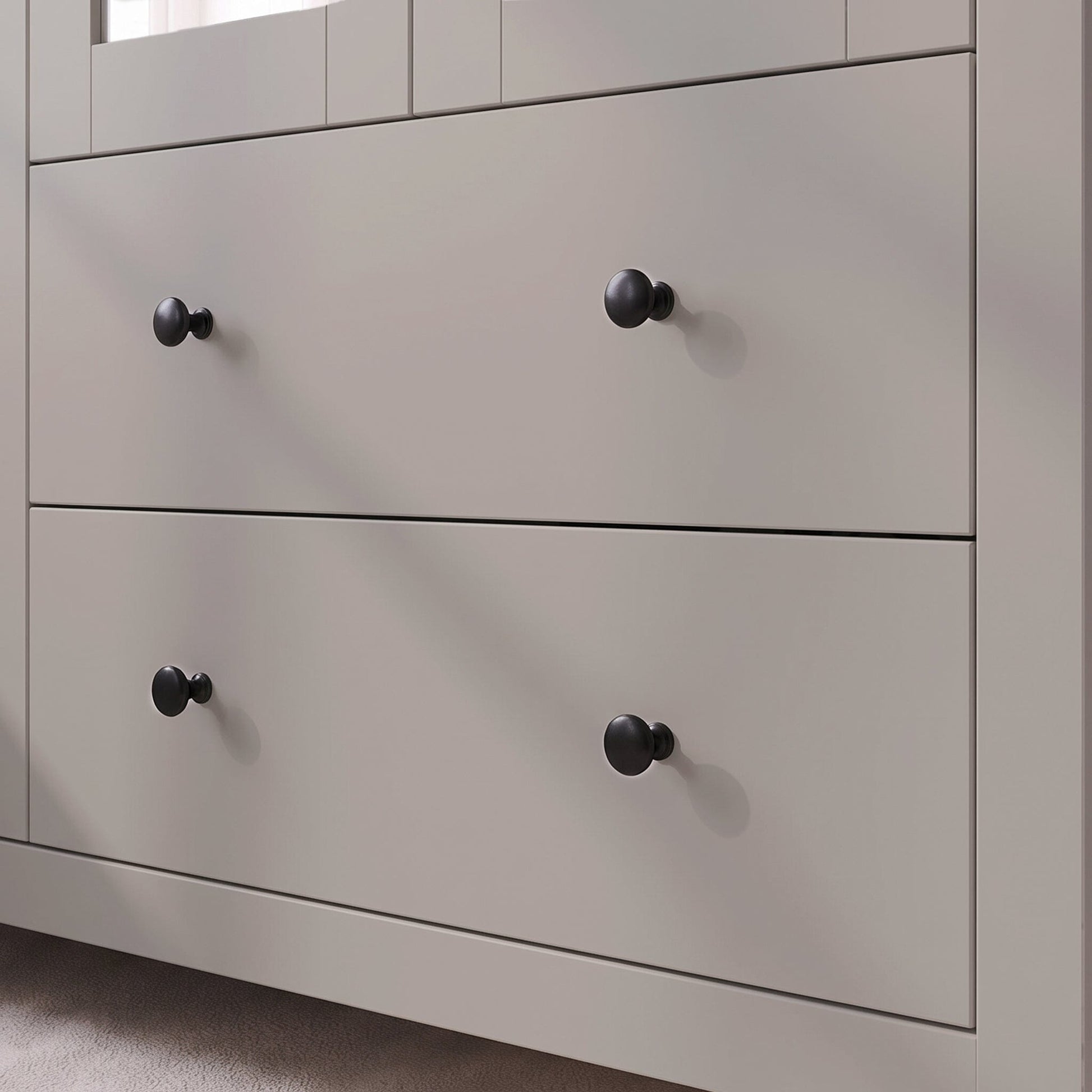 Bampton 3 Door Wardrobe with 2 Drawers - Stone Grey - Laura James 