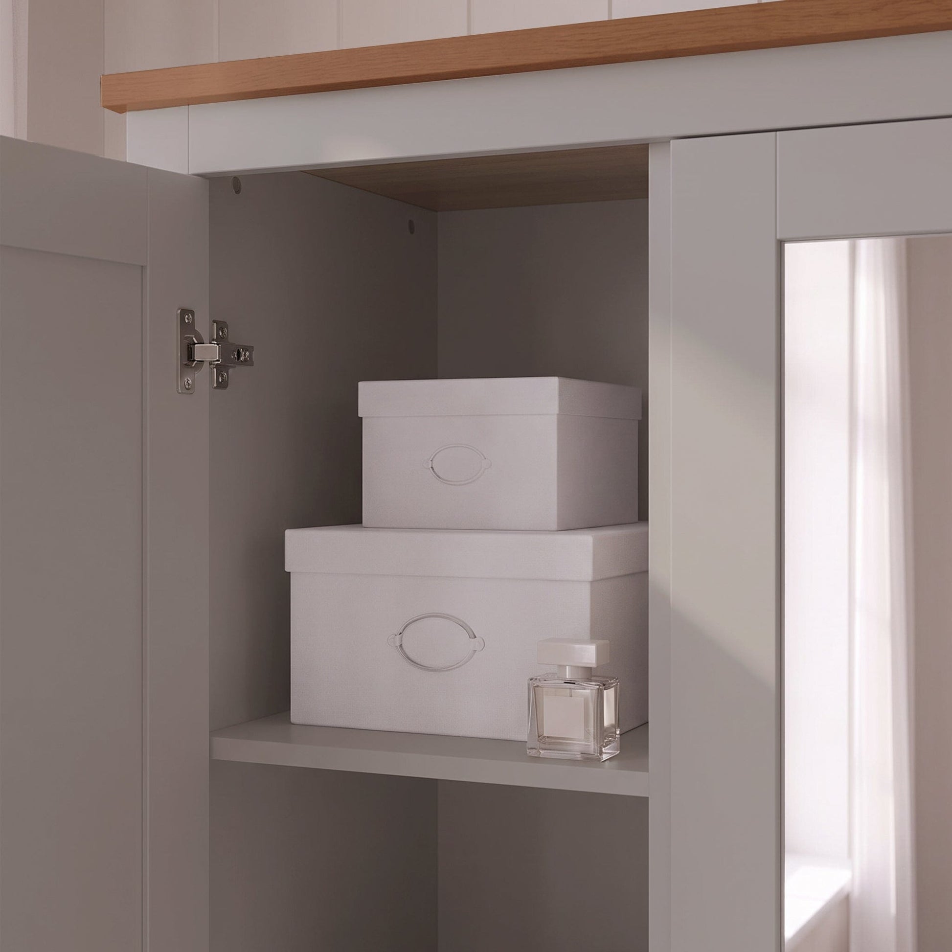 Bampton 3 Door Wardrobe with 2 Drawers - Stone Grey - Laura James 