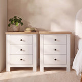 Bampton 3 Drawer Bedside Table - Set of 2 - Alabaster White - Laura James 