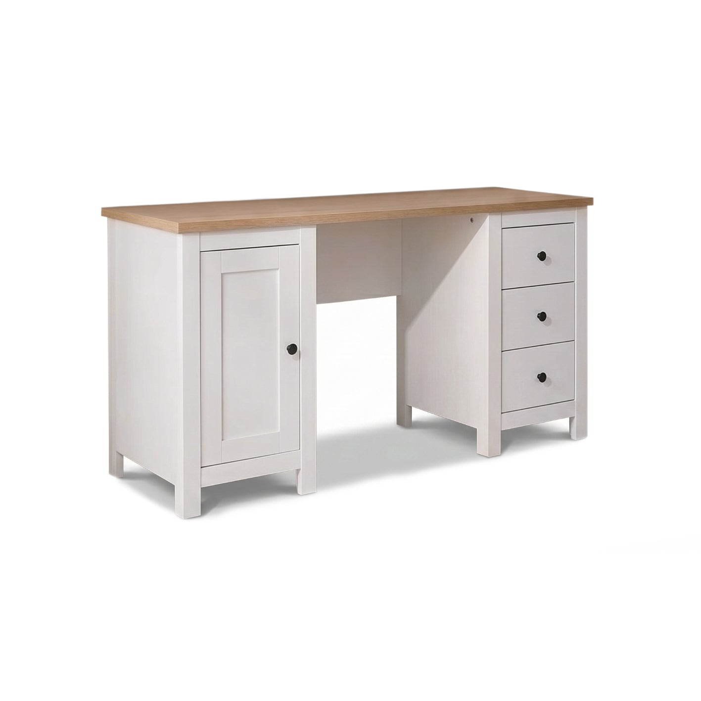 Bampton 3 Drawer Desk - Alabaster White - Laura James 