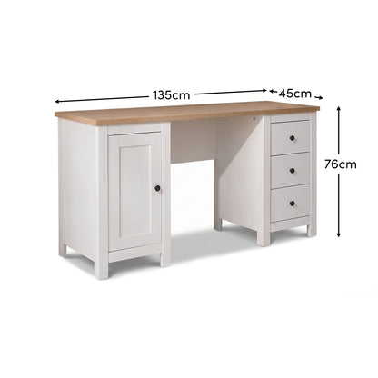 Bampton 3 Drawer Desk - Alabaster White - Laura James 