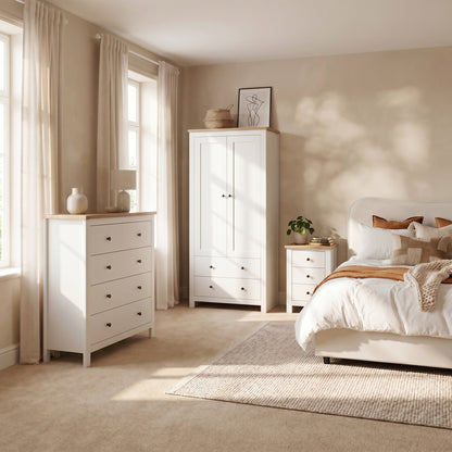 Bampton 3 Piece Bedroom Set - 3 Over 4 Chest of Drawers - Alabaster White - Laura James 