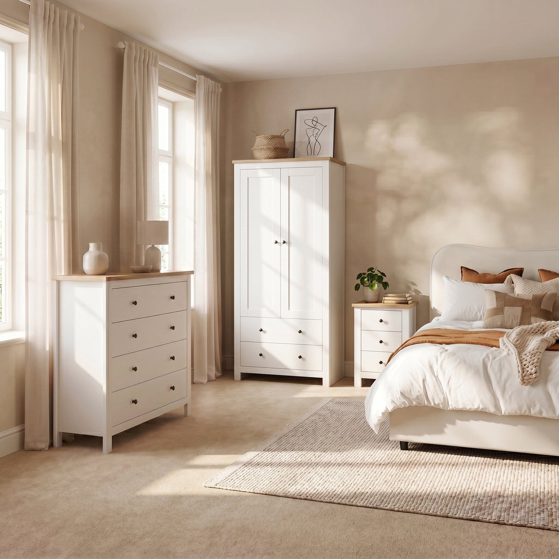 Bampton 3 Piece Bedroom Set - Chest of 4 Drawers - Alabaster White - Laura James 
