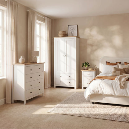 Bampton 3 Piece Bedroom Set - Chest of 4 Drawers - Alabaster White - Laura James 