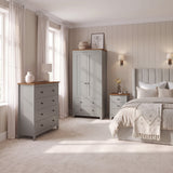 Bampton 3 Piece Bedroom Set - Chest of 4 Drawers - Stone Grey - Laura James 